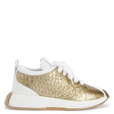 Giuseppe Zanotti Ferox Crocodile-print Sneakers In Gold