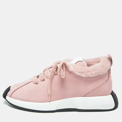Pre-owned Giuseppe Zanotti Ferox Size 38 Pink Nubuck Leather Wedge Sneakers