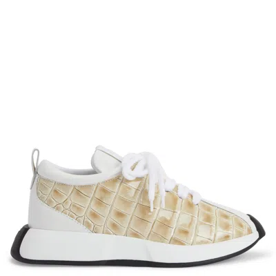 Giuseppe Zanotti Ferox Crocodile-effect Sneakers In Beige