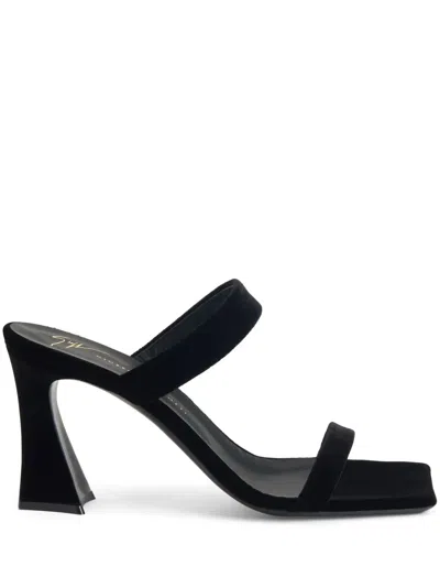 Giuseppe Zanotti Flaminia 85 Mm Velvet Sandals In Black