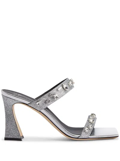 Giuseppe Zanotti Flaminia 85mm Crystal-embellished Sandals In Gray