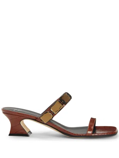 Giuseppe Zanotti Flaminia 45mm Square-toe Sandals In Brown