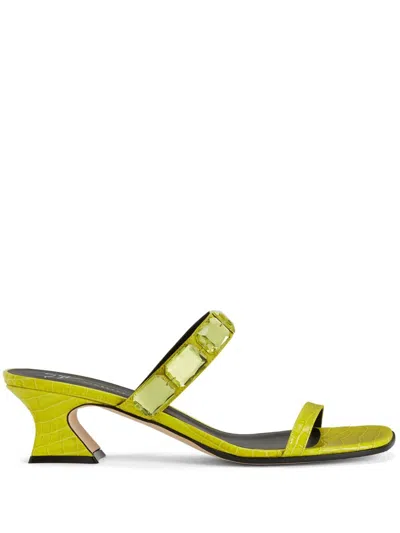 Giuseppe Zanotti Flaminia Square Crystal-embellished Sandals In 黄色