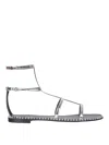 Giuseppe Zanotti Flat Gladiator Sandals With Mirrored Upper In Silver