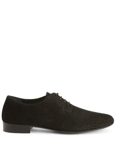 Giuseppe Zanotti Flatcher Suede Derby Shoes In Black