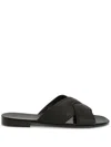 Giuseppe Zanotti Flavio Crossover-strap Leather Slides In Black