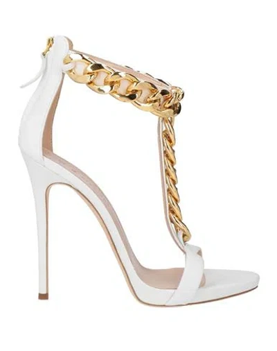 Giuseppe Zanotti For Rita Ora Woman Sandals White Size 6 Leather In Animal Print