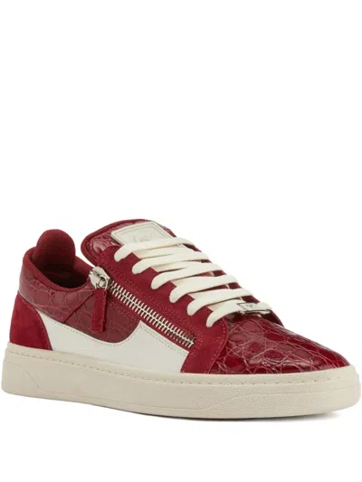 Giuseppe Zanotti Frankie Crocodile-effect Sneakers In Red