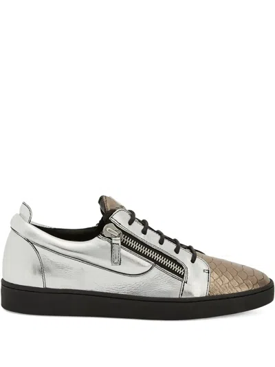 Giuseppe Zanotti Frankie Leather Zip-detail Sneakers In Gray