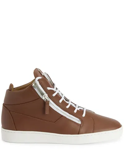 Giuseppe Zanotti Frankie Logo-plaque Sneakers In Brown