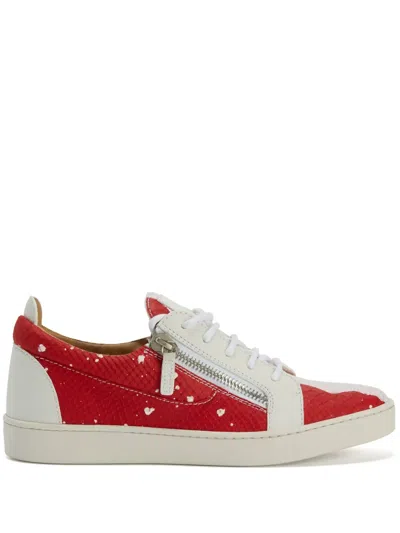Giuseppe Zanotti Frankie Low-top Leather Sneakers In Rot