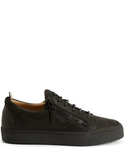 Giuseppe Zanotti Frankie Python-print Suede Sneakers In Black