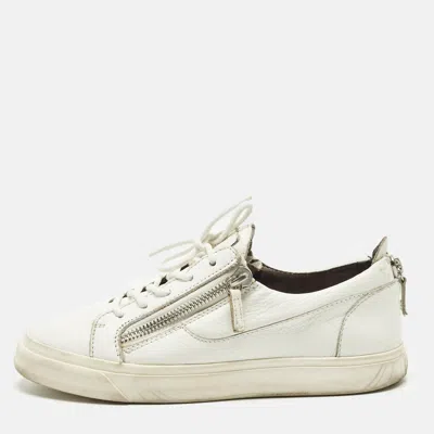 Pre-owned Giuseppe Zanotti Frankie Size 40 White Leather Low Top Sneakers