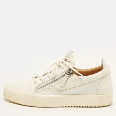 Pre-owned Giuseppe Zanotti Frankie Size 41.5 White Leather Low Top Sneakers
