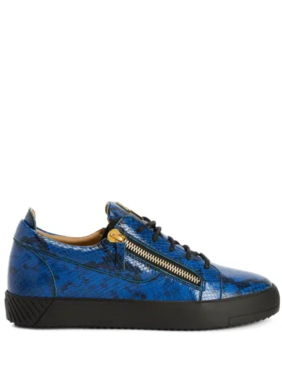 Giuseppe Zanotti Frankie Sneakers Mit Schlangen-optik In Blue