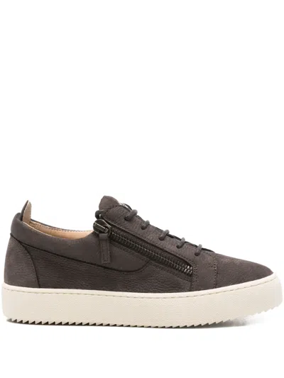 Giuseppe Zanotti Frankie Zip-detail Leather Sneakers In Brown