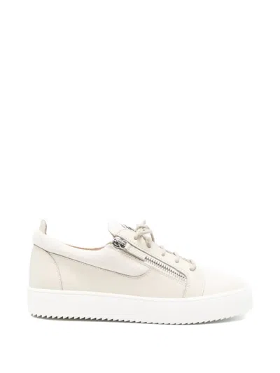 Giuseppe Zanotti Frankie Zip-up Lace-up Sneakers In White