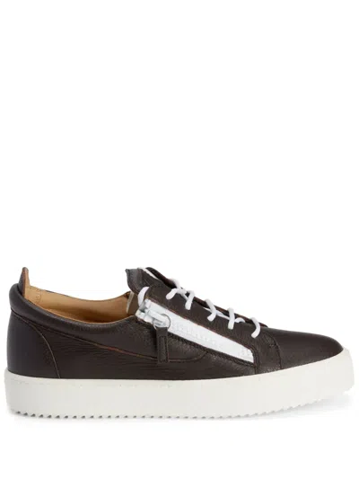 Giuseppe Zanotti Frankie Zipped Low-top Sneakers In Brown