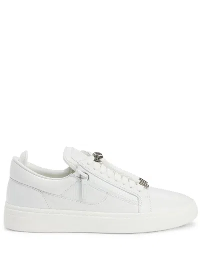 Giuseppe Zanotti Frankie Zipped Low-top Sneakers In White