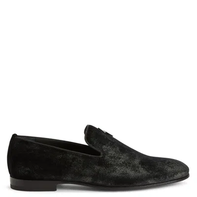 Giuseppe Zanotti Velvet Slip-on Loafers In Black