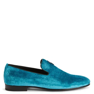 Giuseppe Zanotti Velvet Slip-on Loafers In Blue