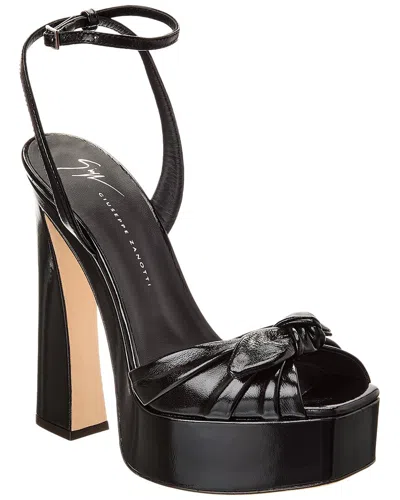 Giuseppe Zanotti Gabriiela Wedge 145 Leather Platform Sandal In Black