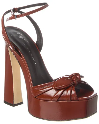 Giuseppe Zanotti Gabriiela Wedge 145 Leather Platform Sandal In Red