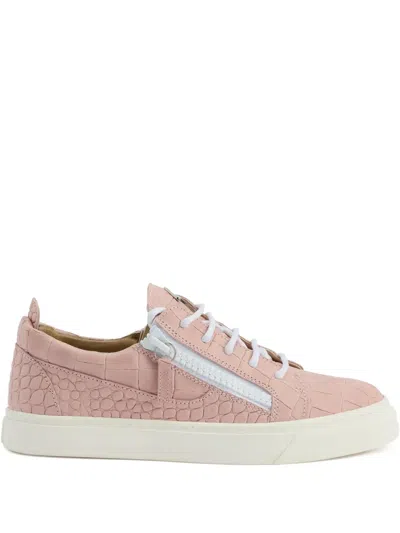 Giuseppe Zanotti Gail Crocodile-effect Sneakers In Pink