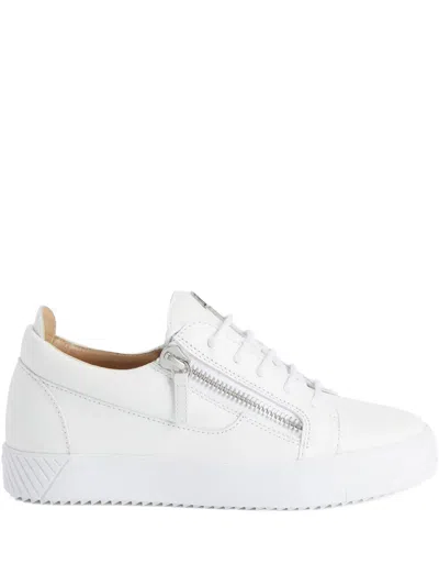 Giuseppe Zanotti Gail Lace-up Zip-detail Sneakers In White
