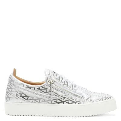 Giuseppe Zanotti Gail Monogram-print Sneakers In Silver