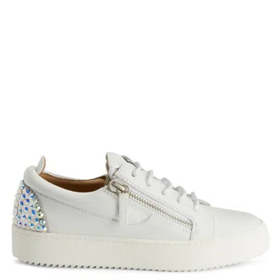 Giuseppe Zanotti Gail Rhinestone-embellished Leather Sneakers In White
