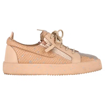 Giuseppe Zanotti Gail Snakeskin-effect Sneakers In Nude Leather In Brown