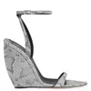 Giuseppe Zanotti Clandestino 105 Snakeskin Wedge Sandal In Gray