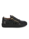 Giuseppe Zanotti Frankie Crocodile-embossed Low-top Sneakers In Black