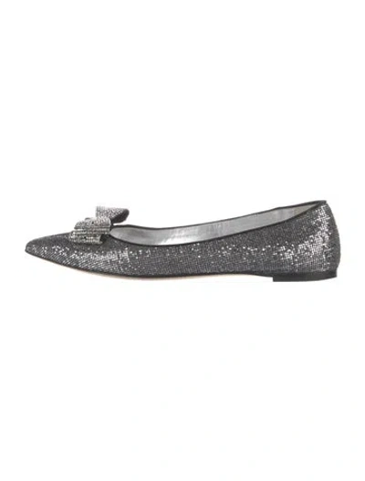 Pre-owned Giuseppe Zanotti Glitter Bow Accents Flats In Multi