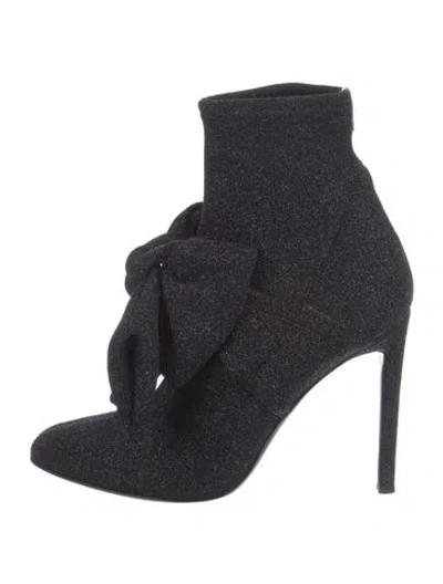 Pre-owned Giuseppe Zanotti Glitter Bow Accents Sock Boots In Black