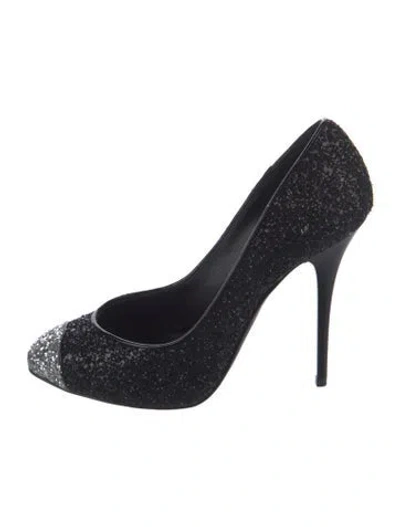 Pre-owned Giuseppe Zanotti Glitter Colorblock Pattern Pumps In Black