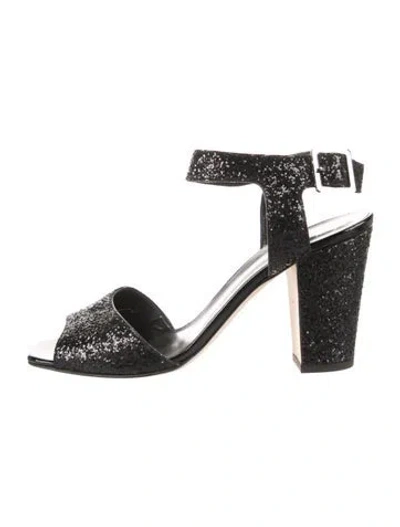 Pre-owned Giuseppe Zanotti Glitter Glitter Accents Sandals In Black