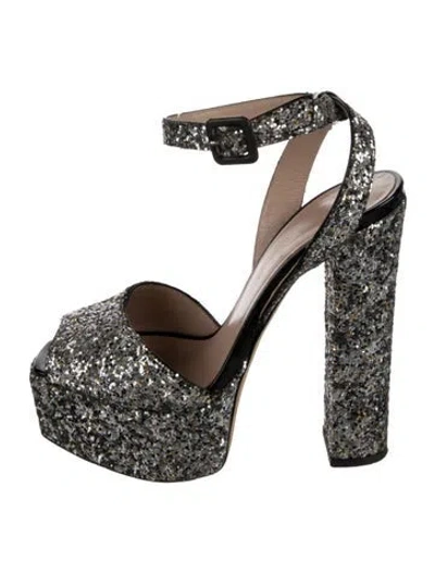 Pre-owned Giuseppe Zanotti Glitter Glitter Accents Sandals In Silver