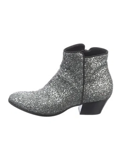 Pre-owned Giuseppe Zanotti Glitter Glitter Accents Western Boots In Blue
