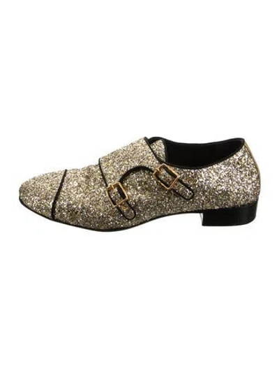 Pre-owned Giuseppe Zanotti Glitter Monk Straps In Gold