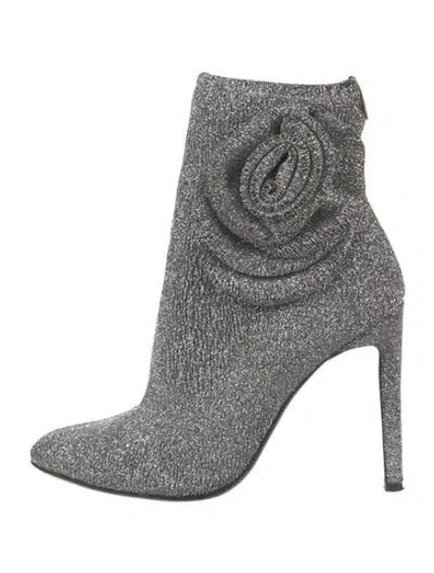 Pre-owned Giuseppe Zanotti Glitter Patterned Sock Boots In Silver