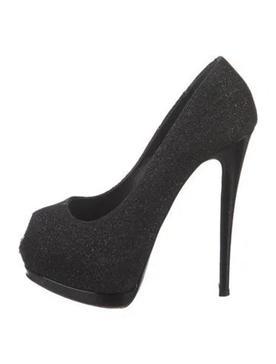 Pre-owned Giuseppe Zanotti Glitter Printed Pumps In Black