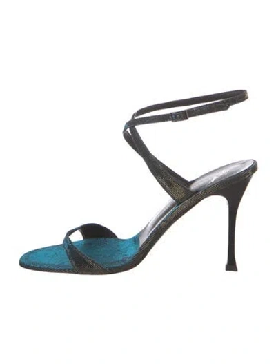 Pre-owned Giuseppe Zanotti Glitter Sandals In Blue