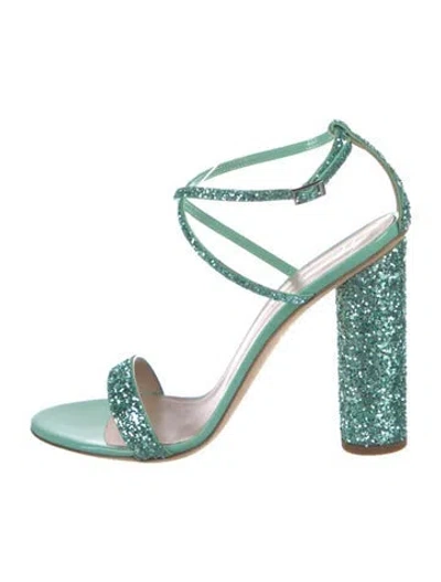 Pre-owned Giuseppe Zanotti Glitter Sandals In Green