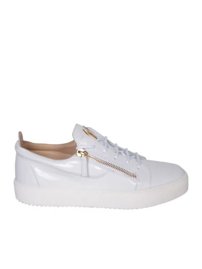 Giuseppe Zanotti Glossy Leather Sneakers In White