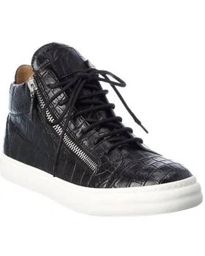 Pre-owned Giuseppe Zanotti Going Croc-embossed Leather Sneaker Men's Black 47
