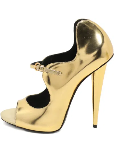 Pre-owned Giuseppe Zanotti Leather Peep-toe Pumps In Gold