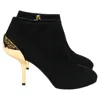 Giuseppe Zanotti Gold Heel Detail Ankle Boots In Black Suede In Black