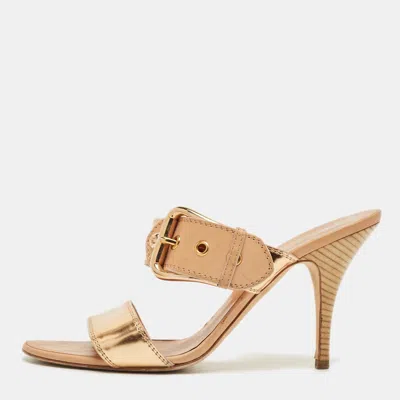 Giuseppe Zanotti Gold Leather Buckle Slide Sandals